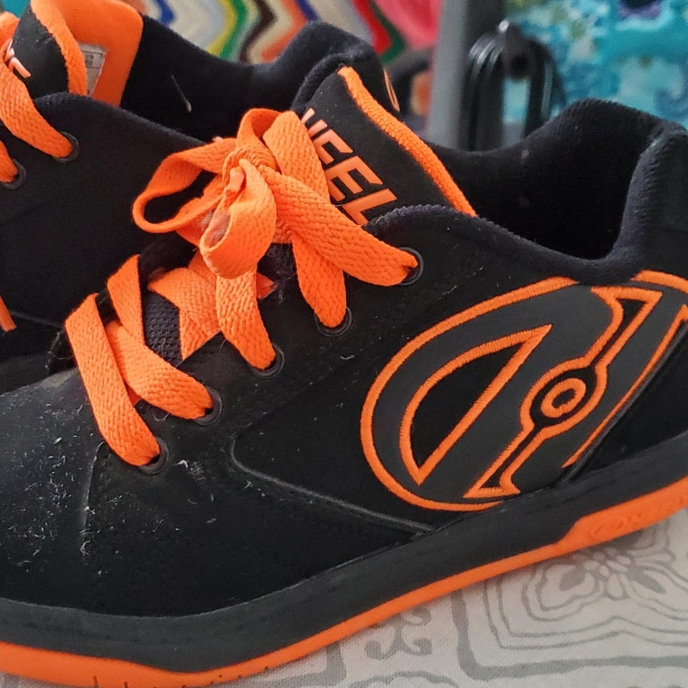 Boys Black and Orange Heelys Shoes